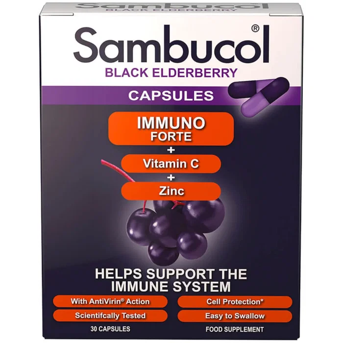 Sambucol Immuno Forte+ Vitamine C + Zinc, 30 capsules